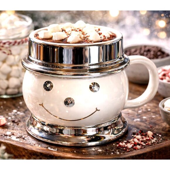 Harry Slatkin & Co. Other - Harry Slatkin Ceramic Mug Silver Accents Embossed Smiley Cocoa Art Mug Collector